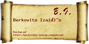 Berkovits Izaiás névjegykártya